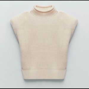 Zara high neck shoulder pad top